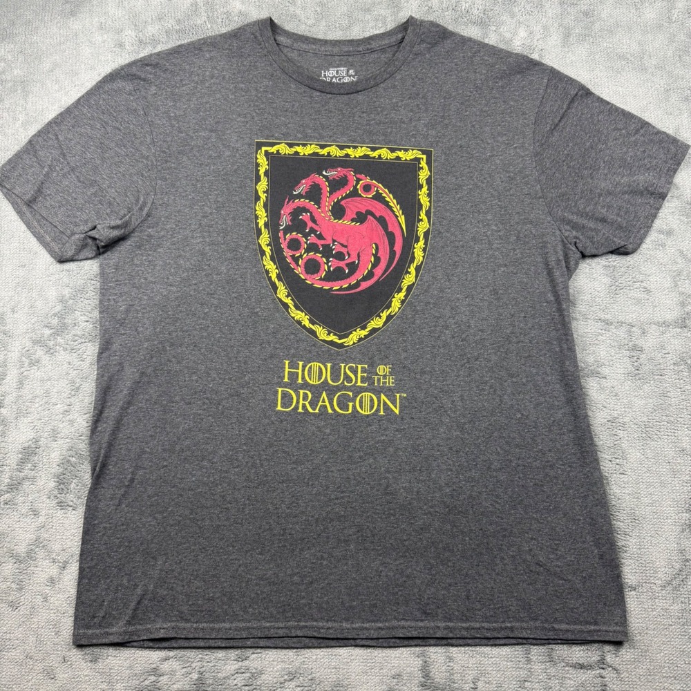 House of the Dragon Game of Thrones Targaryen Sigil T-Shirt Mens XL Gray Graphic